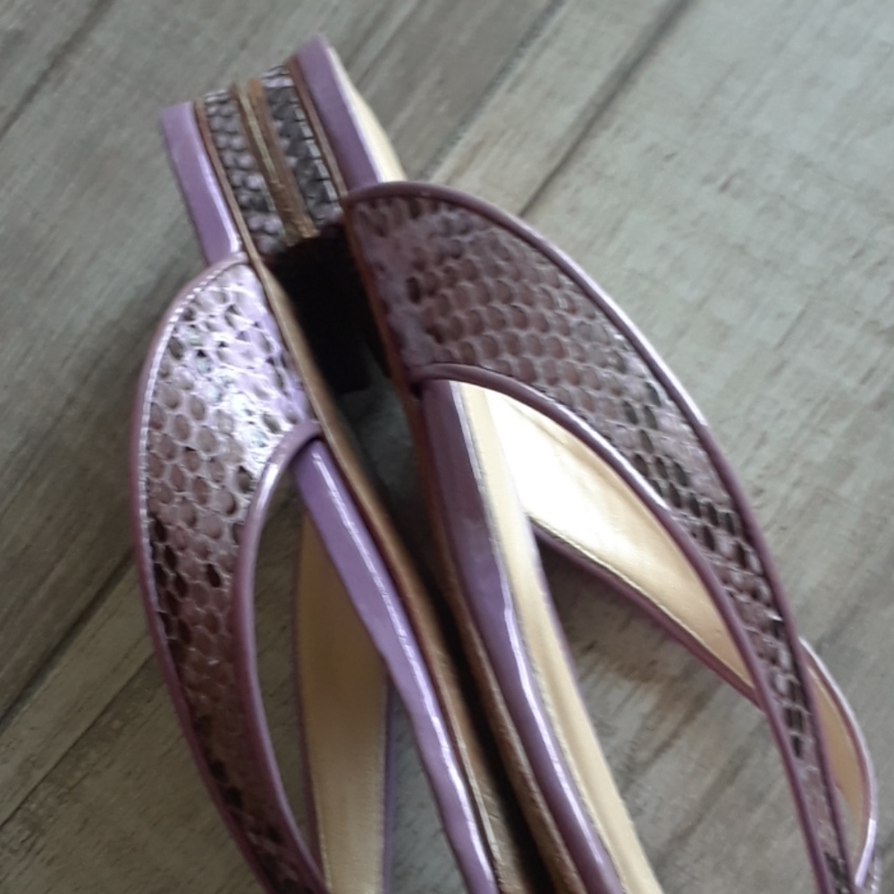 ALEXANDRE BIRMAN..PURPLE SNAKESKIN THONG SANDALS - Picture 2 of 8